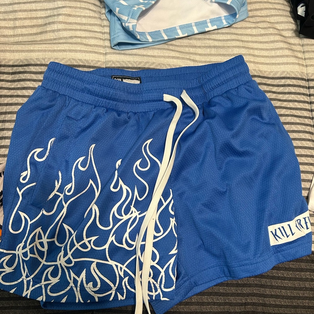 Blue Flame Pattern Shorts